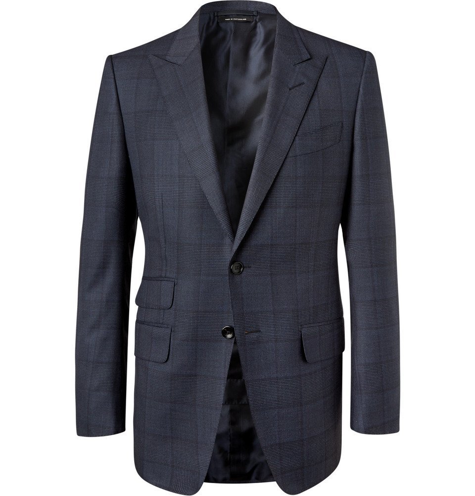 TOM FORD - Navy O'Connor Slim-Fit Prince of Wales Checked Wool Suit Jacket  - Men - Midnight blue TOM FORD
