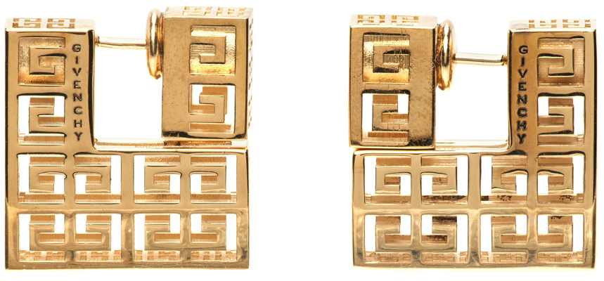 Givenchy Gold Square Monogram Earrings Givenchy