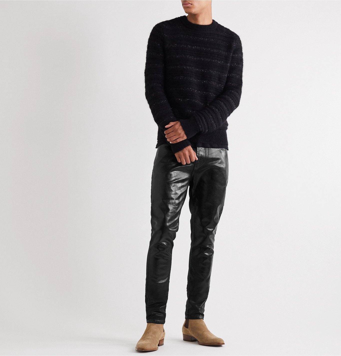 Skinny-Fit Stretch Coated-Denim Jeans 