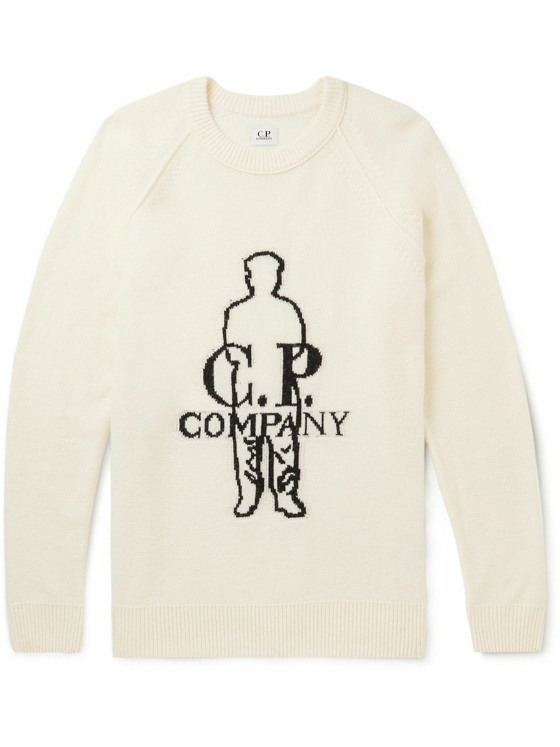Photo: C.P. Company - Logo-Jacquard Wool-Blend Sweater - Neutrals