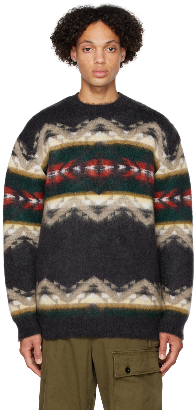 Green & Gray Jacquard Checker Mix Pattern Sweater main image 0