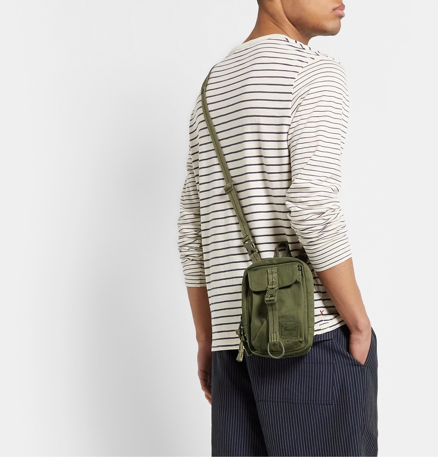 Herschel Supply Co Form Herringbone Canvas Messenger Bag Green