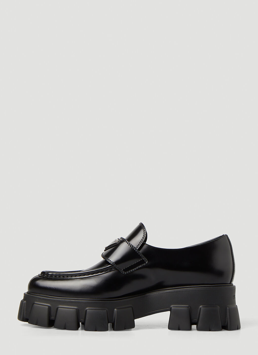 Pointed Toe Monolith Loafers in Black Prada