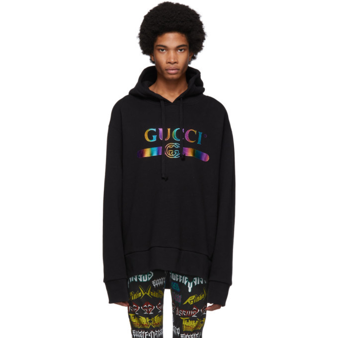 Gucci Black Rainbow Logo Hoodie Gucci