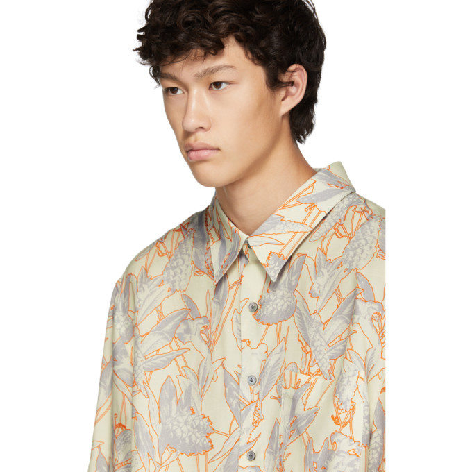 Lanvin White and Orange Oversized Print Shirt Lanvin