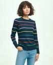 Brooks Brothers Women's Cotton Rainbow Stripe Sweater | Navy