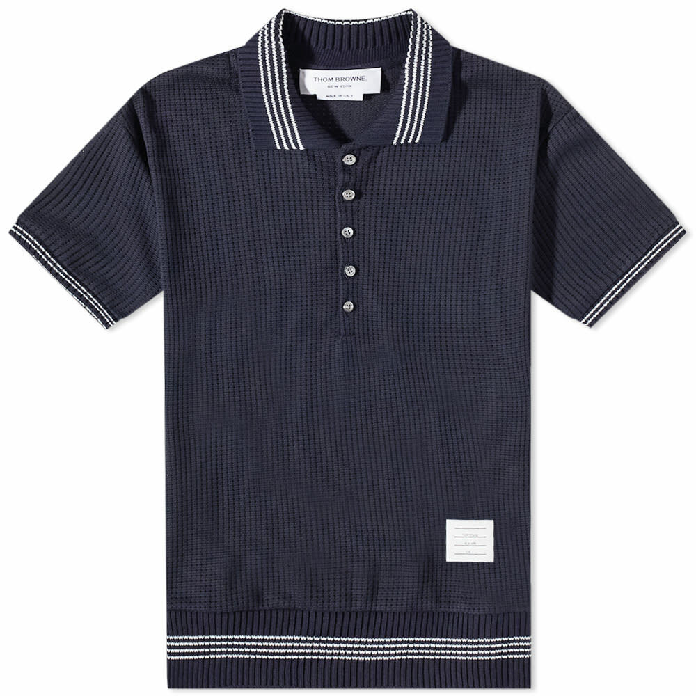 Thom Browne Thom Browne Navy blue polo shirt with tricolour detail