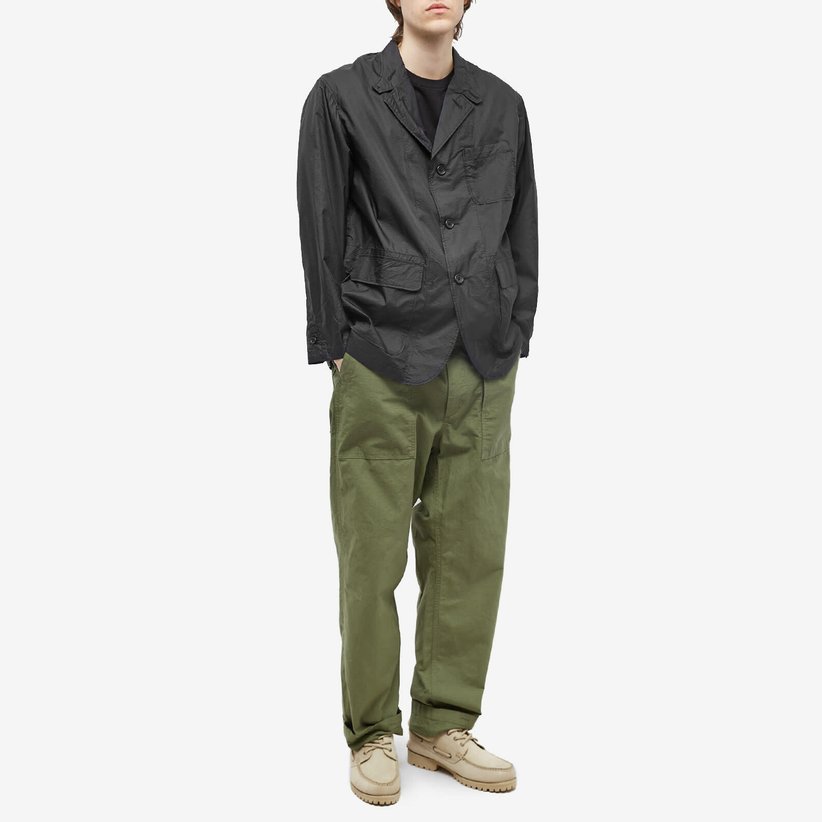 Engineered Garments Men's Loiter Jacket in Black Nylon Micro Ripstop ...