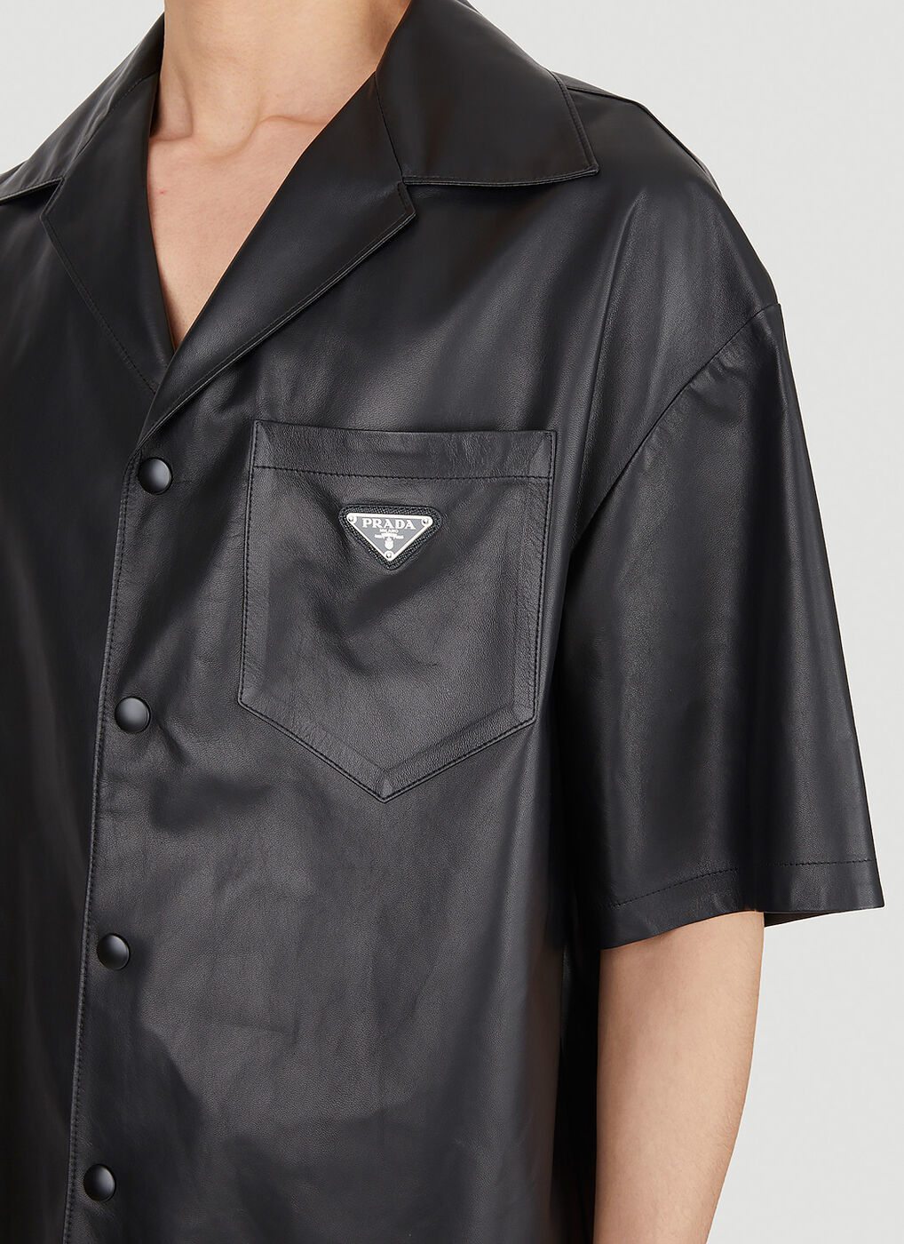 Leather Shirt in Black Prada