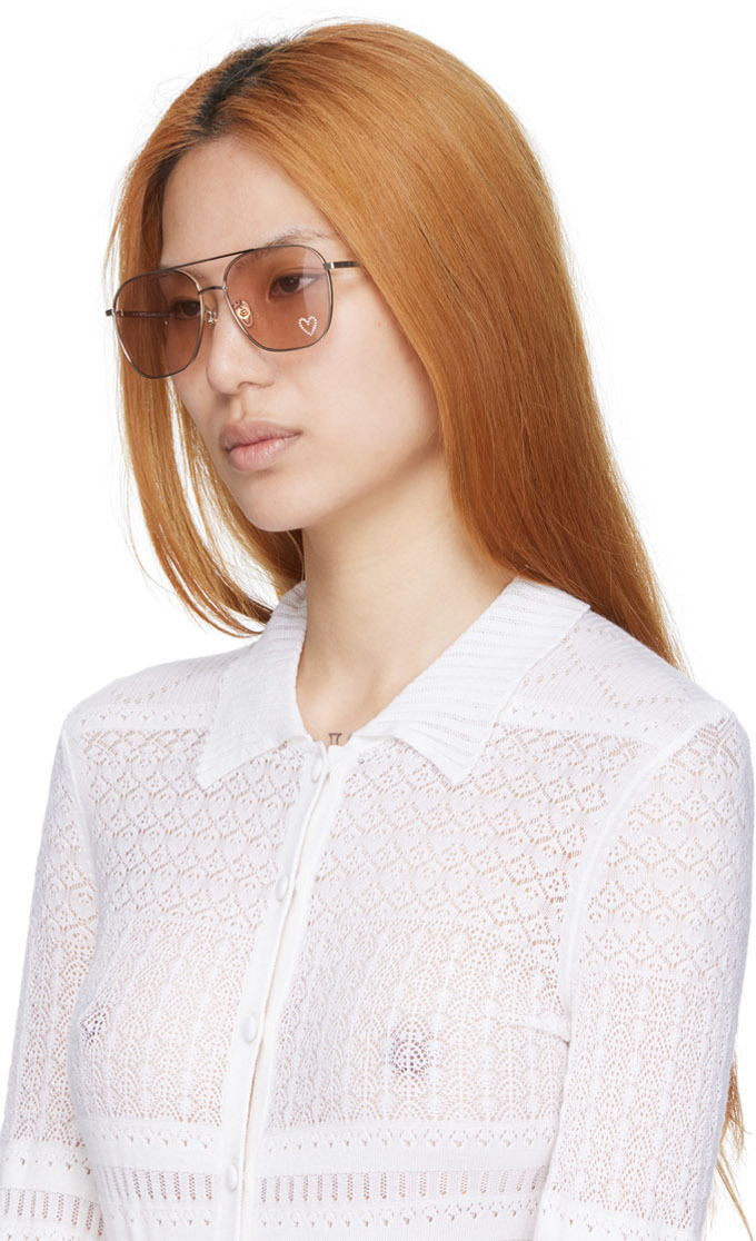 Stella Mccartney Gold And Pink Aviator Sunglasses Stella Mccartney