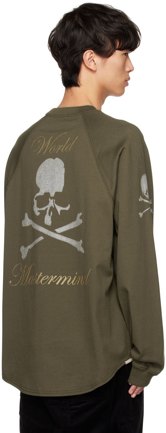 mastermind WORLD Khaki Baseball Long Sleeve TShirt MASTERMIND WORLD