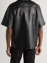 1017 ALYX 9SM - Layered Leather and Satin Zip-Up Shirt - Black
