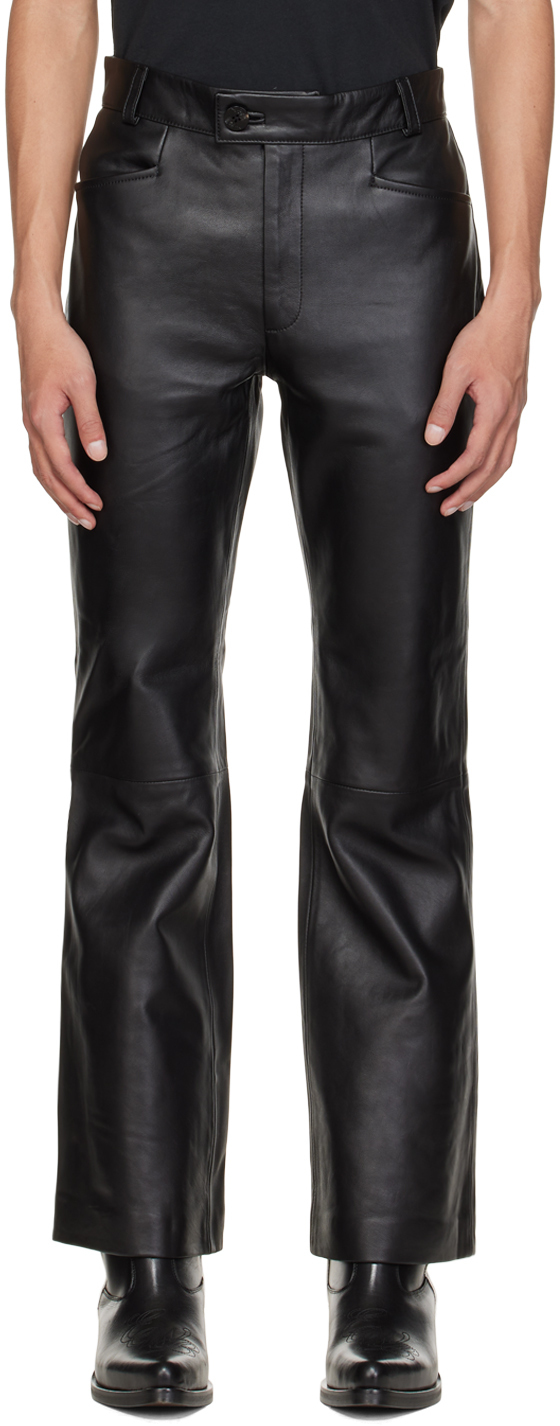 Ernest W. Baker Black Flare Leather Pants Ernest W. Baker