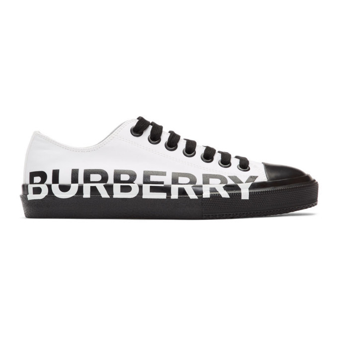 Burberry White and Black Larkhall M Logo Sneakers Burberry