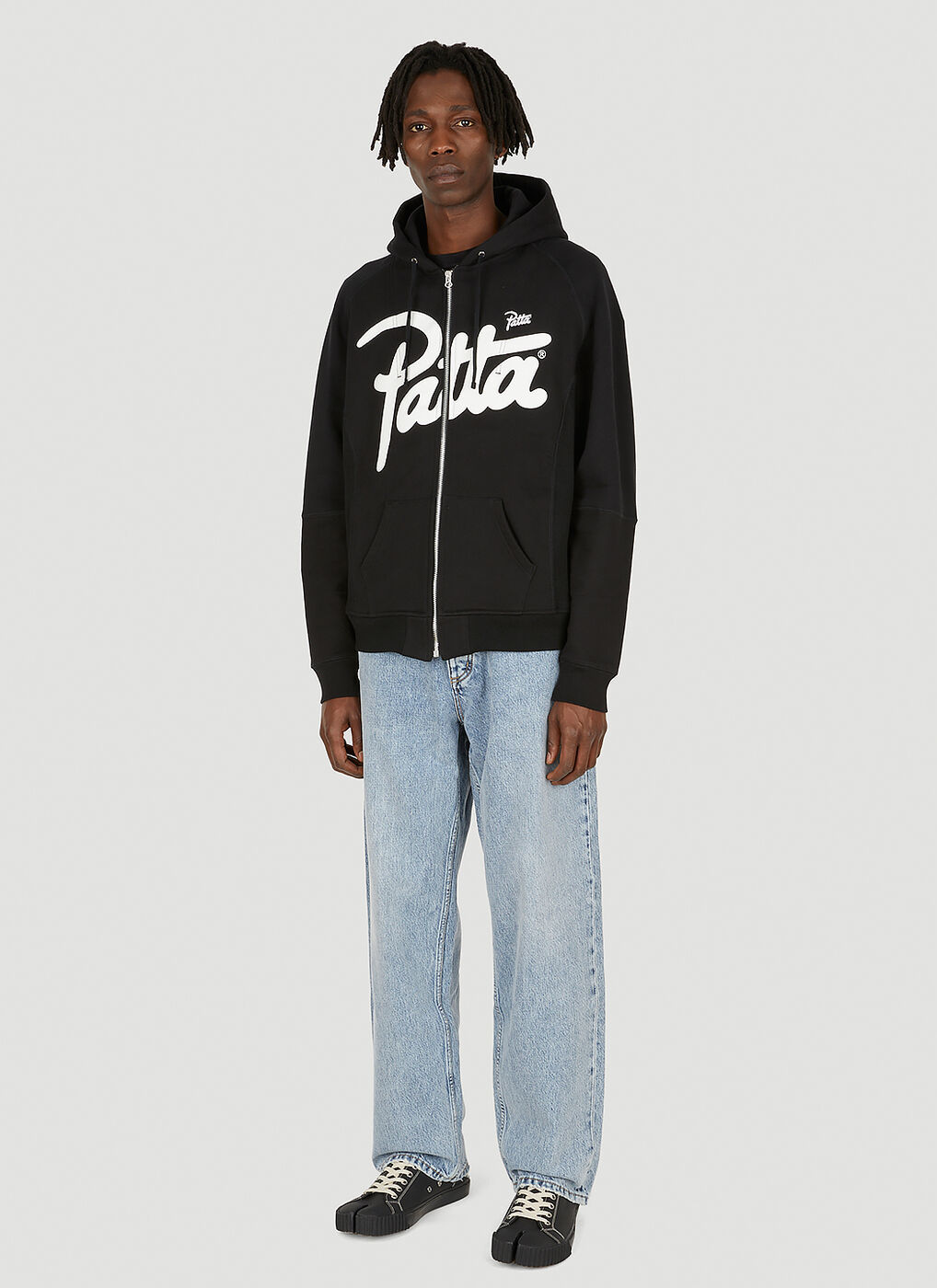 x Patta Zip-Up Hooded Sweatshirt in Black Junya Watanabe