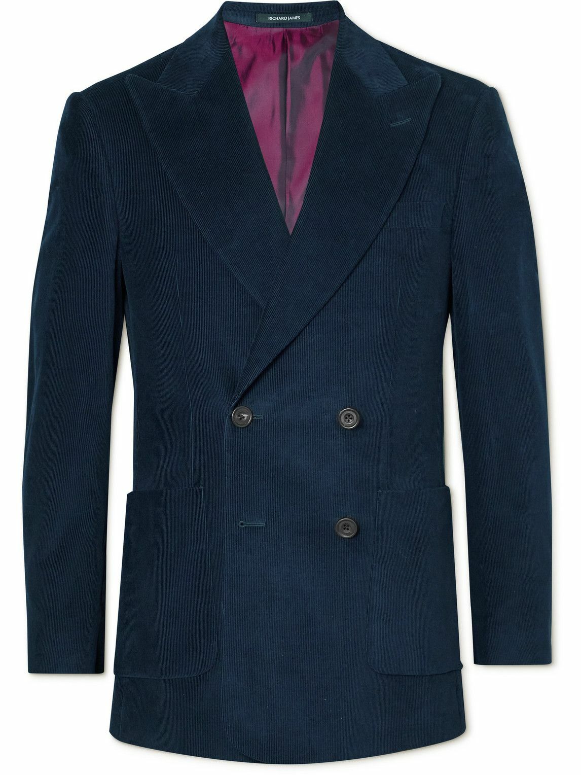 Richard James - Slim-Fit Double-Breasted Cotton-Needlecord Suit Jacket ...