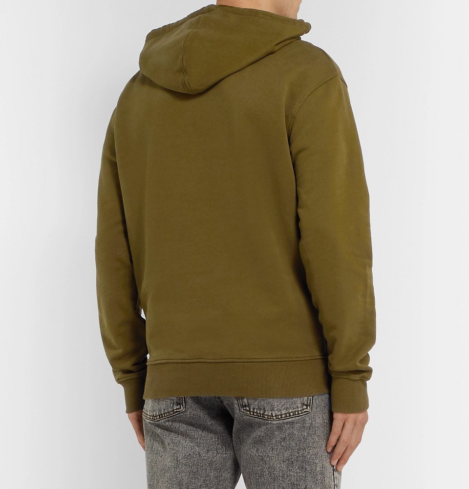 AMI - Logo-Appliquéd Cotton-Jersey Hoodie - Green AMI