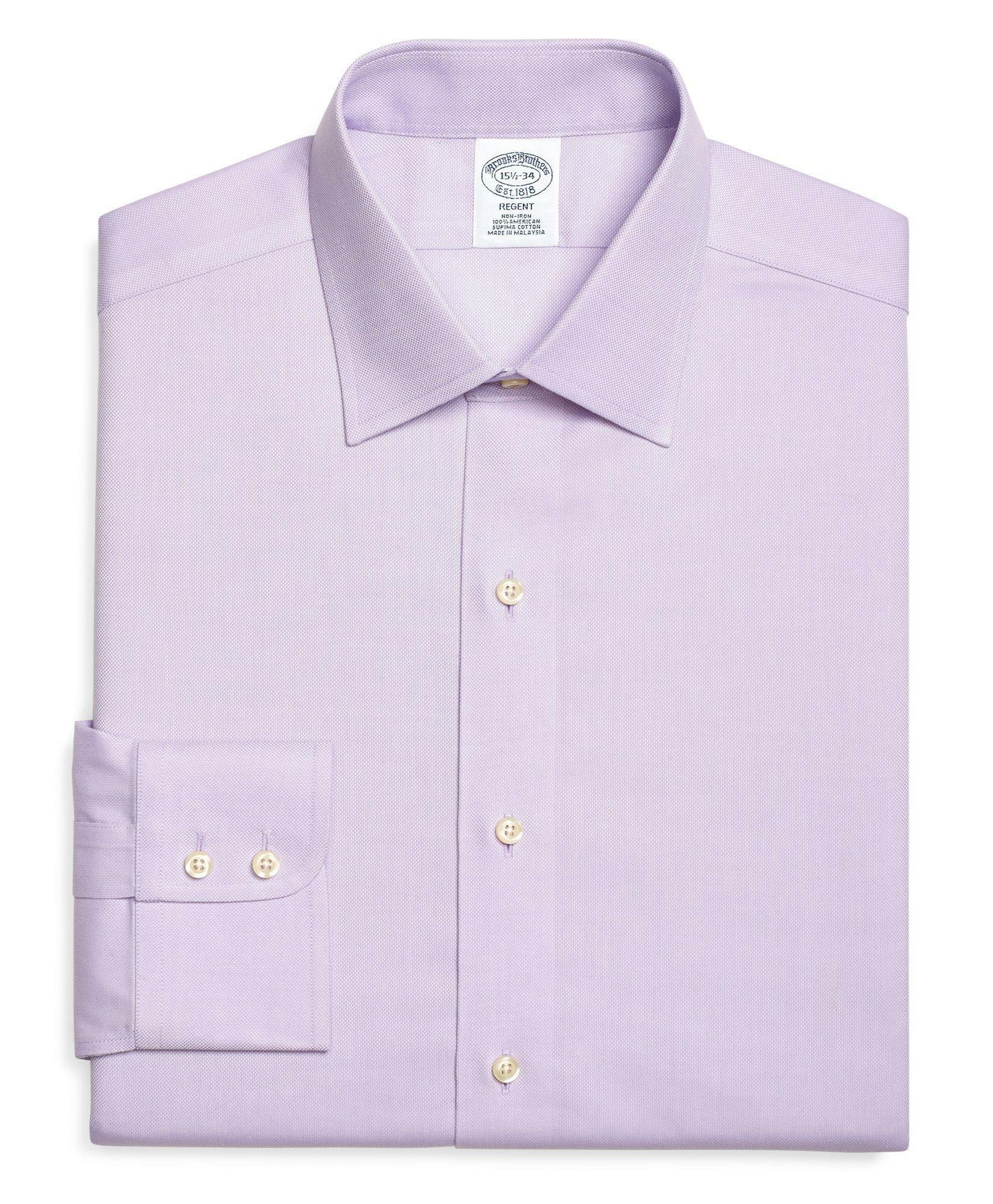Brooks Brothers Men's Regent Regular-Fit Dress Shirt, Non-Iron Royal Oxford | Purple