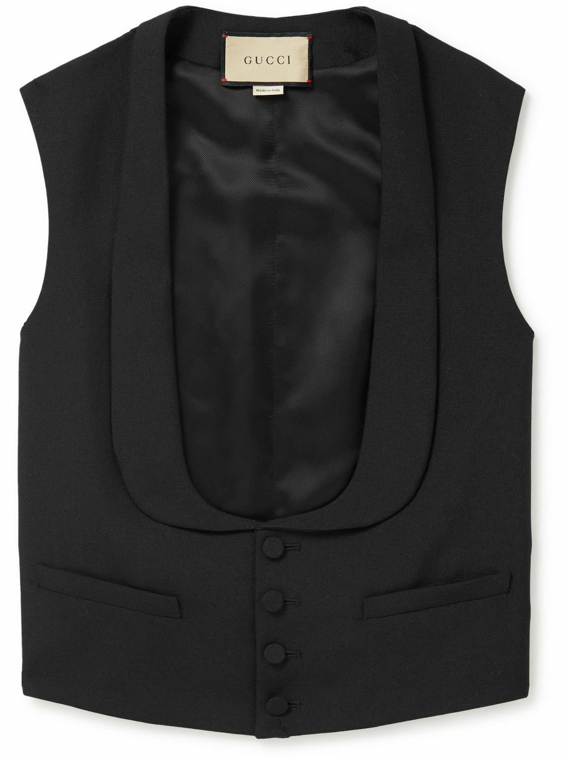 GUCCI - Shawl-Collar Wool and Mohair-Blend Waistcoat - Black Gucci