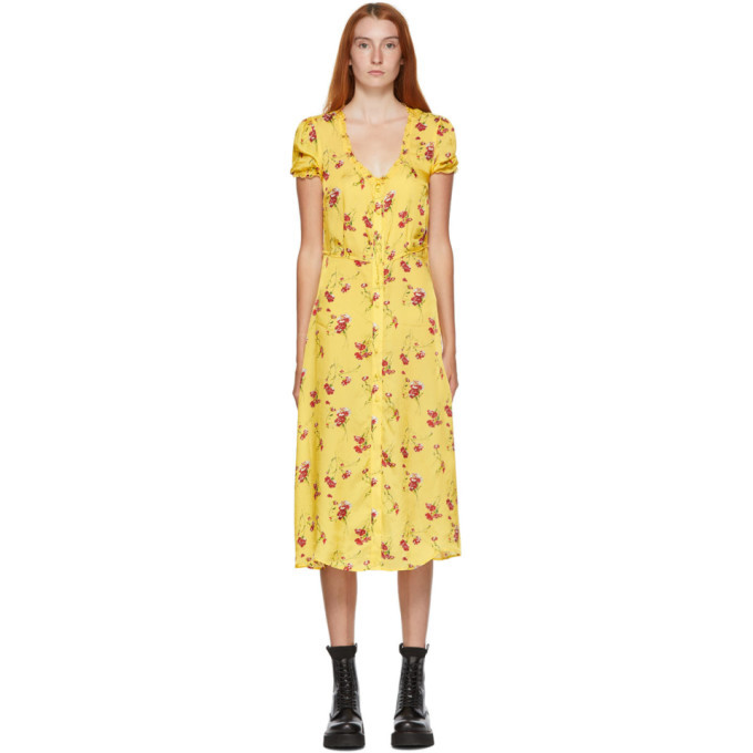 yellow mid length dress