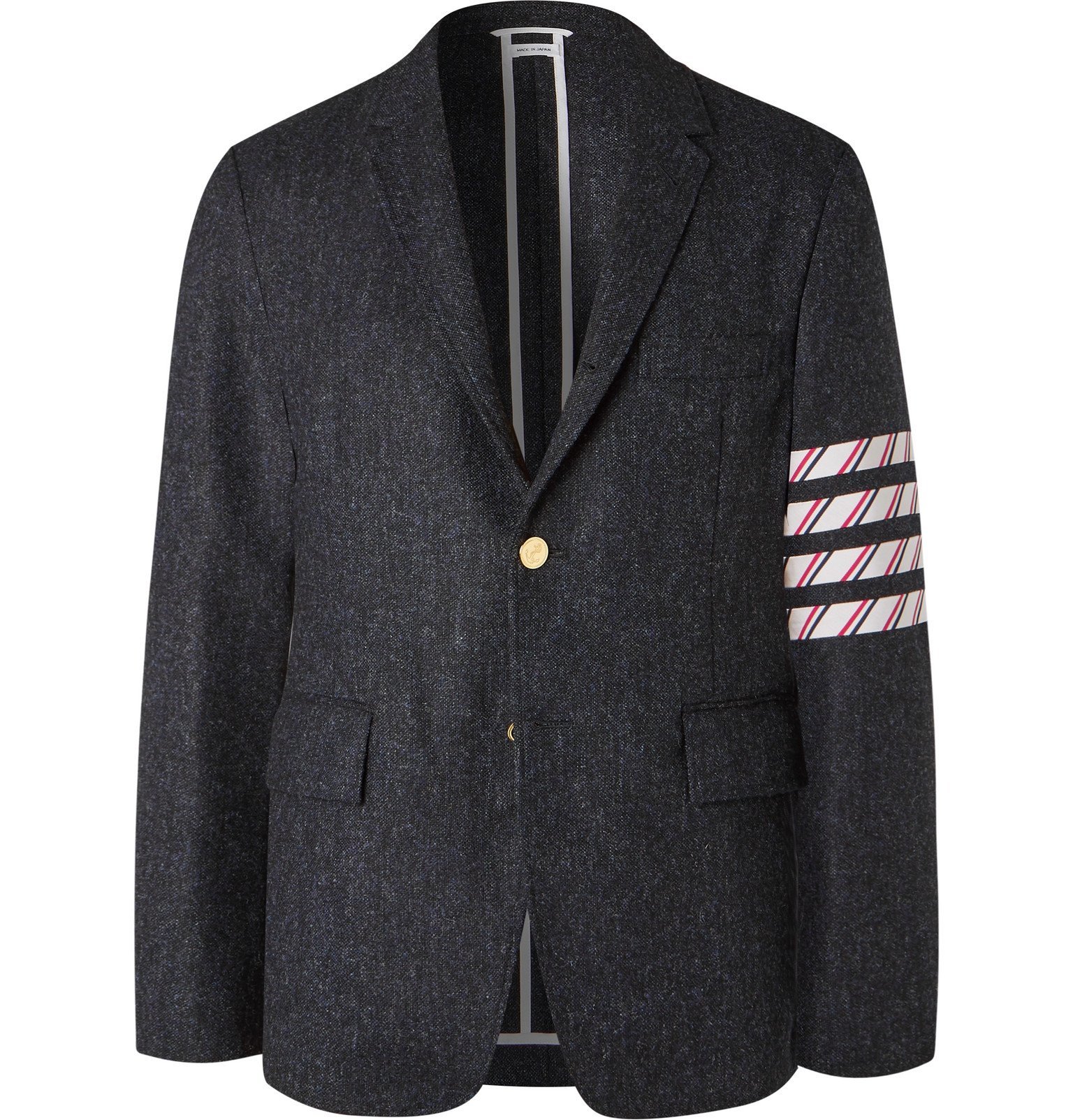 Thom Browne - Navy Slim-Fit Unstructured Striped Donegal Wool-Tweed ...