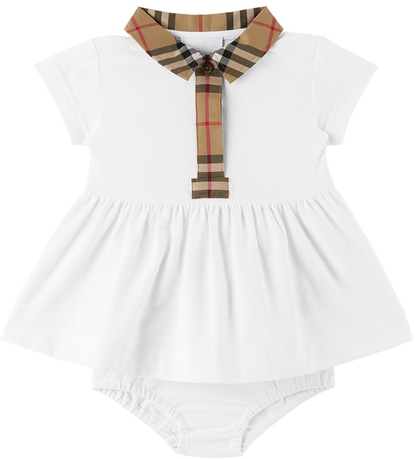 Burberry Baby White Check Dress & Bloomers Set Burberry