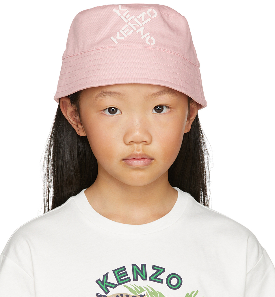 Kenzo Kids Pink Logo Bucket Hat Kenzo