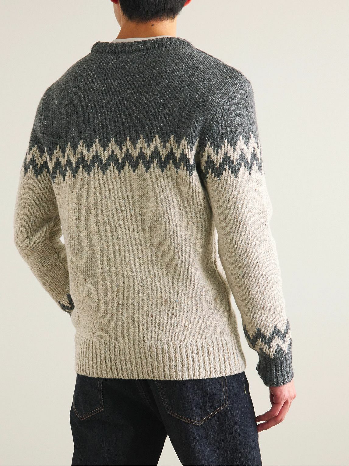 Oliver Spencer - Blenheim Intarsia-Knit Wool-Blend Sweater - Neutrals ...