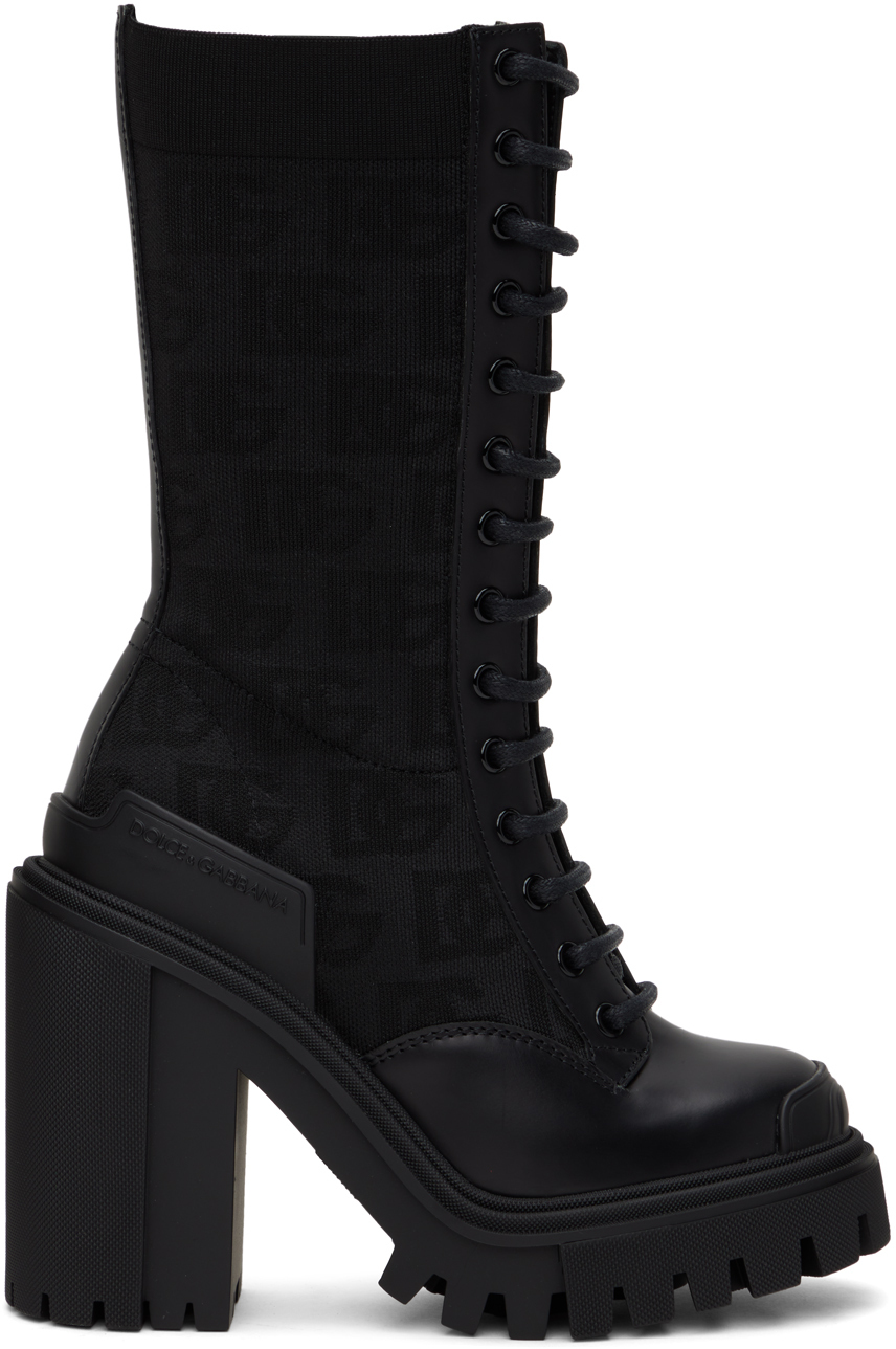 Dolce & Gabbana Black AllOver DG Boots Dolce & Gabbana