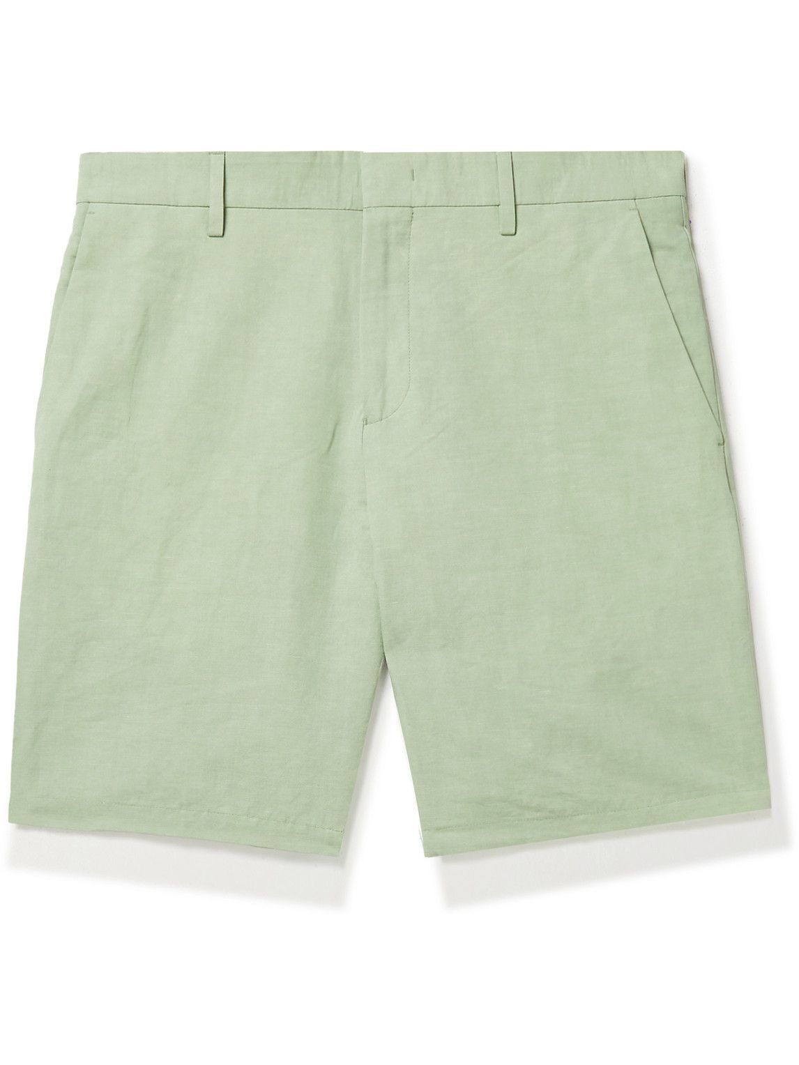 Photo: Paul Smith - Slim-Fit Cotton and Linen-Blend Shorts - Green