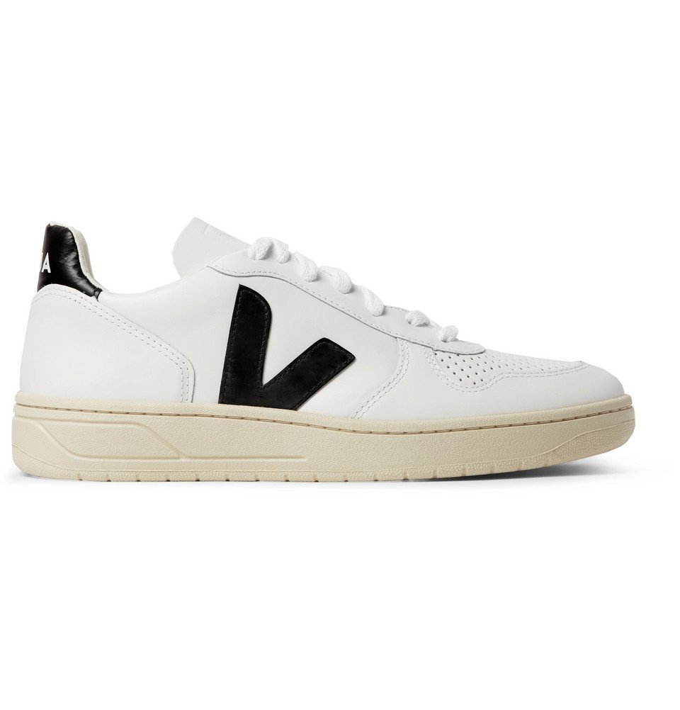 v-10 rubber-trimmed leather sneakers