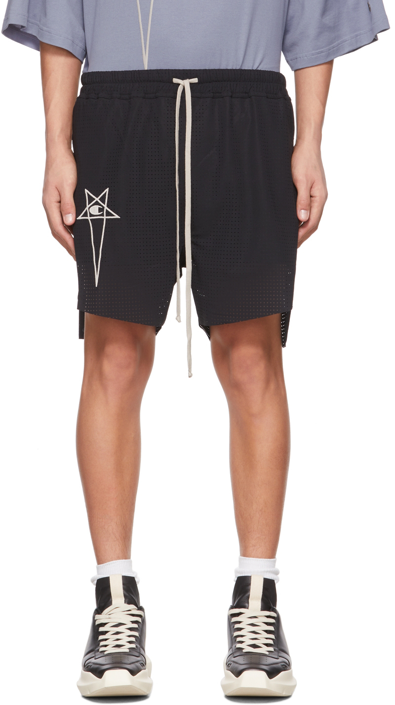 Rick Owens Black Champion Edition Perforated Dolphin Boxers Shorts Rick Owens