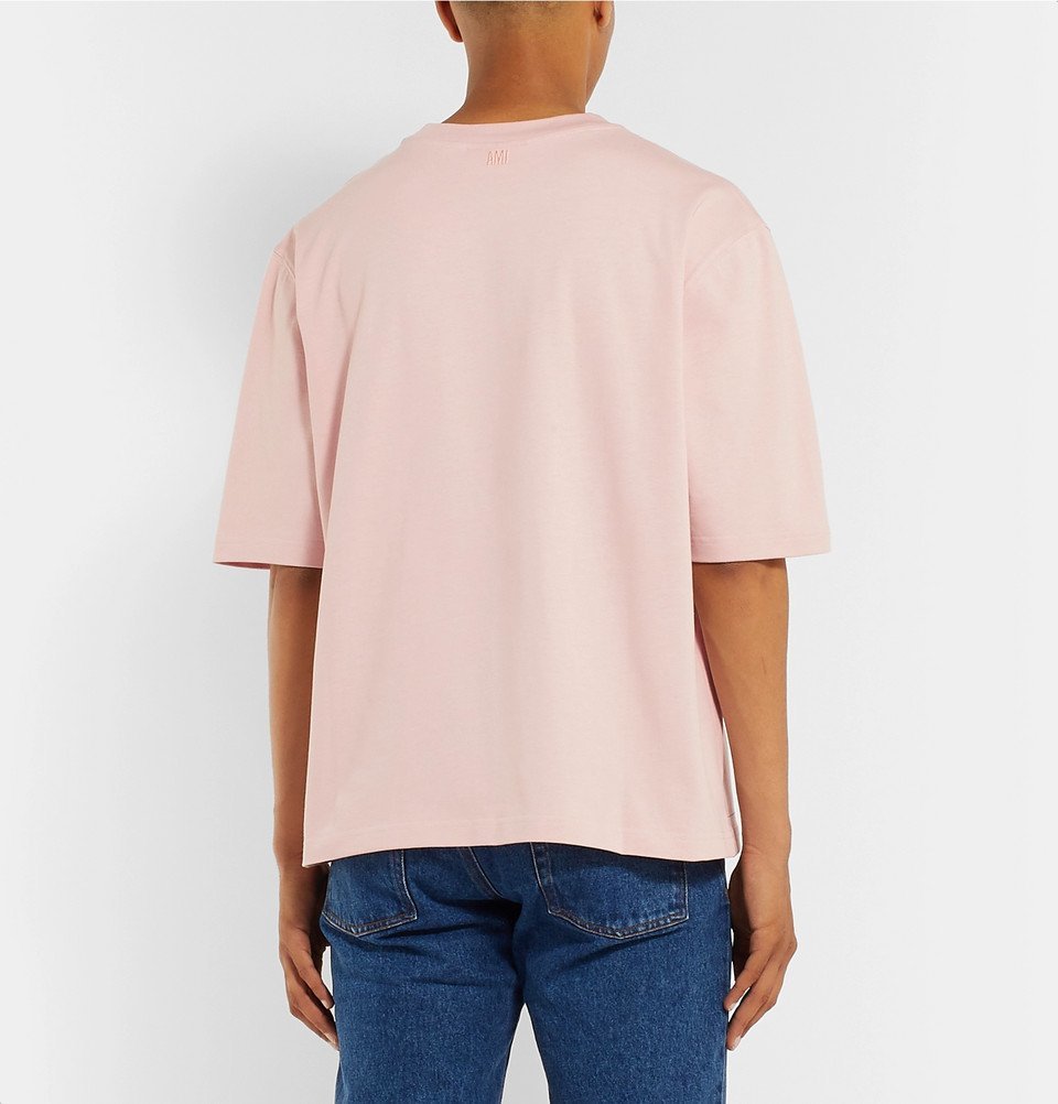 AMI - Oversized Logo-Appliquéd Cotton-Jersey T-Shirt - Pink AMI