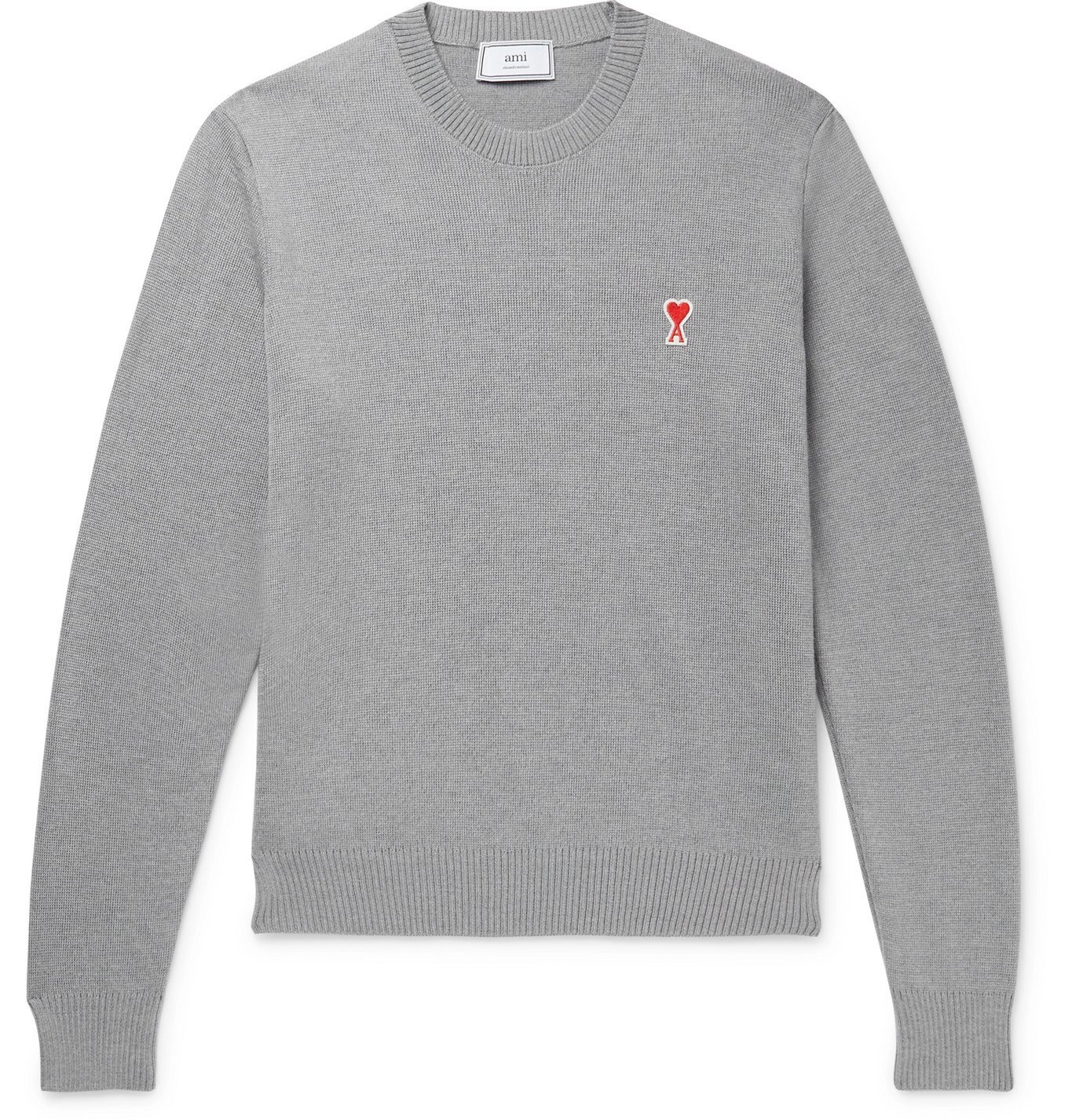 AMI - Logo-Appliquéd Merino Wool Sweater - Gray AMI