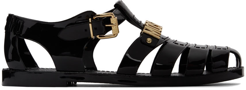 moschino jelly sandals with lettering logo