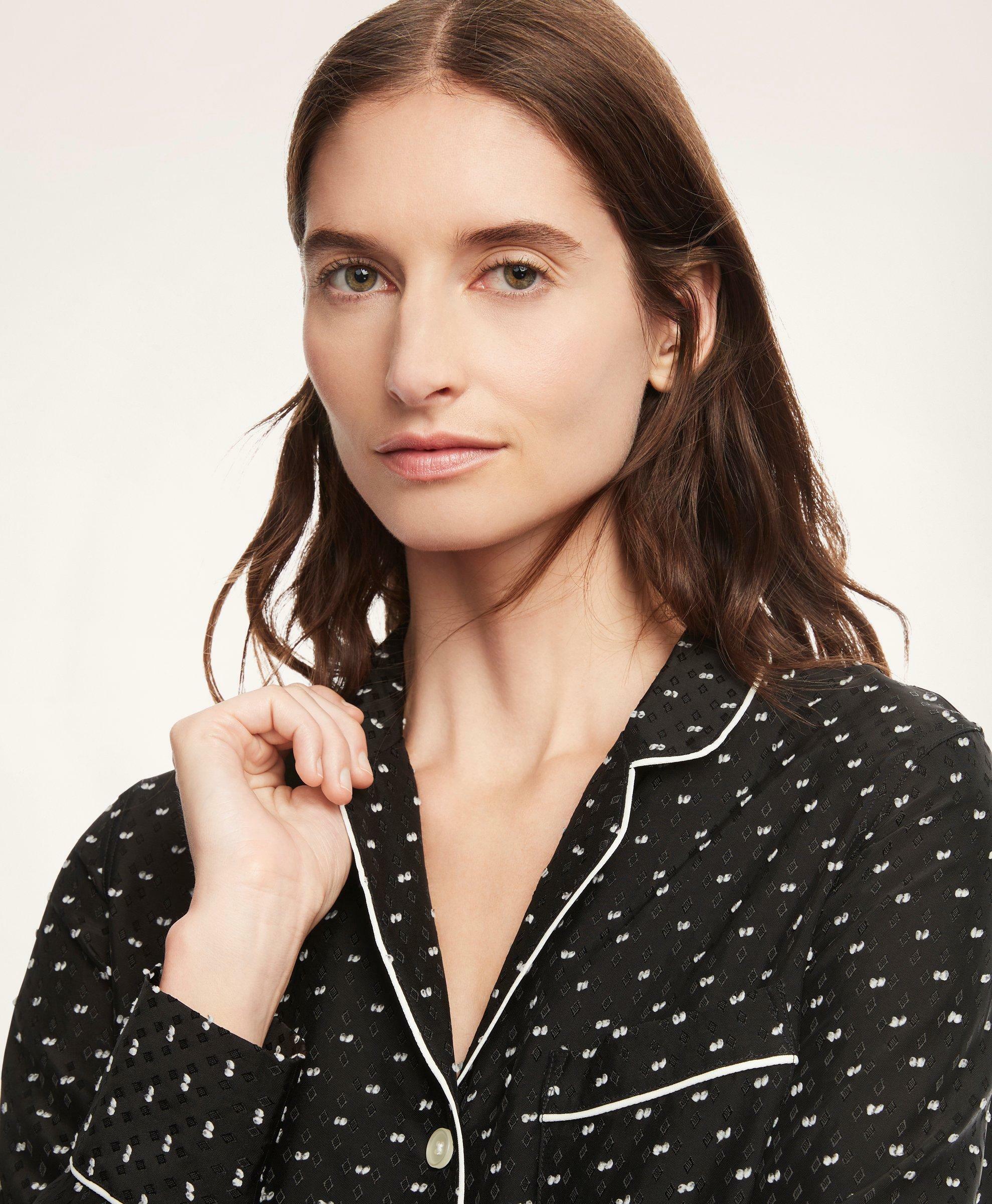 Brooks Brothers Women's Soft Clip Dot Pajama Set | Black