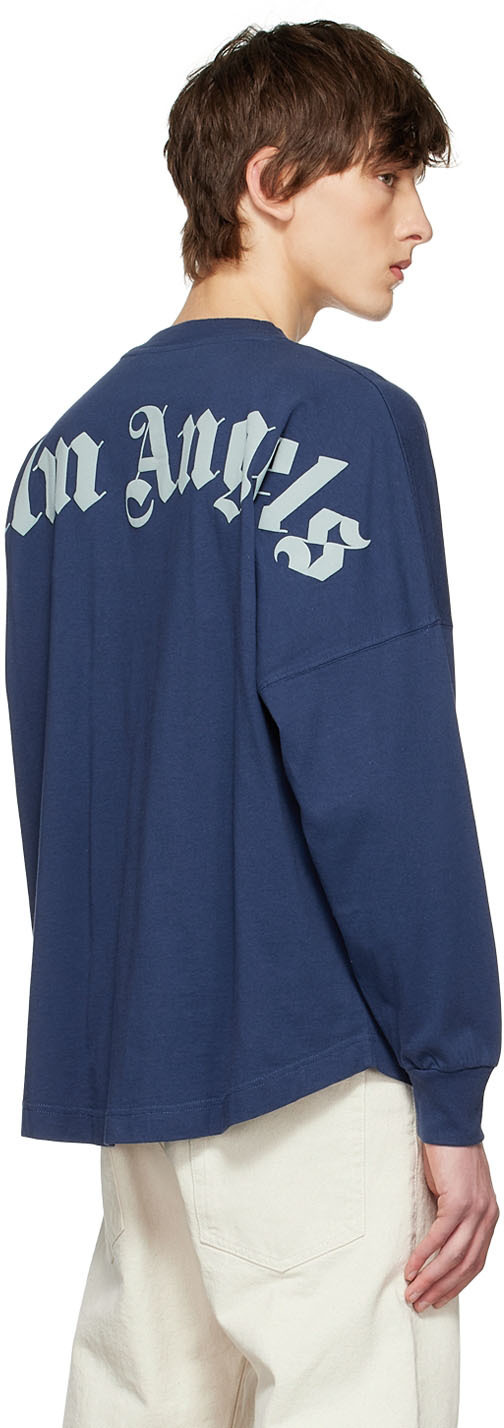 Palm Angels Navy Cotton Long Sleeve T 