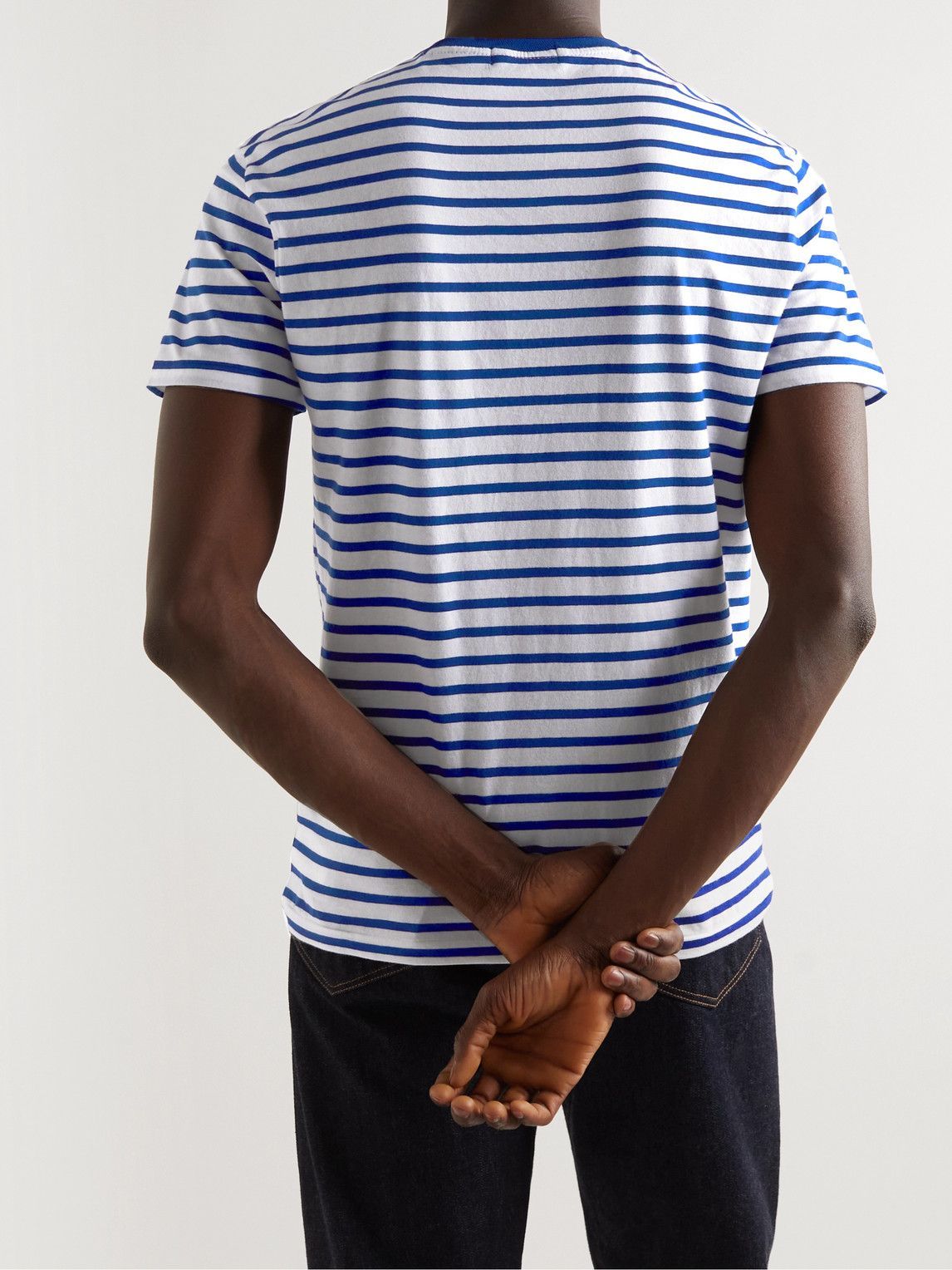 Polo Ralph Lauren - Printed Striped Cotton-Jersey T-Shirt - Blue