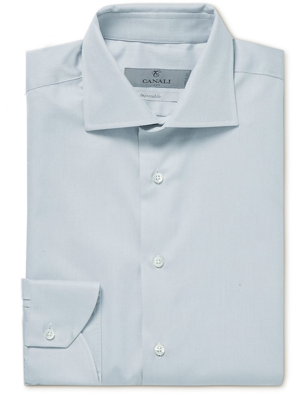 Canali SlimFit CutawayCollar CottonTwill Shirt Blue Canali