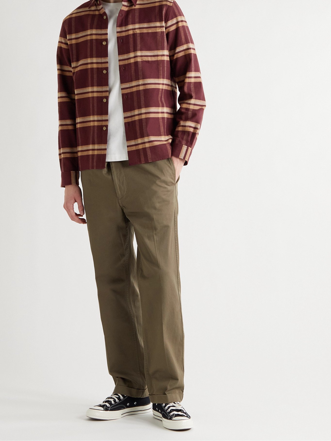 JOHN ELLIOTT Checked CottonFlannel Shirt Burgundy S John Elliott