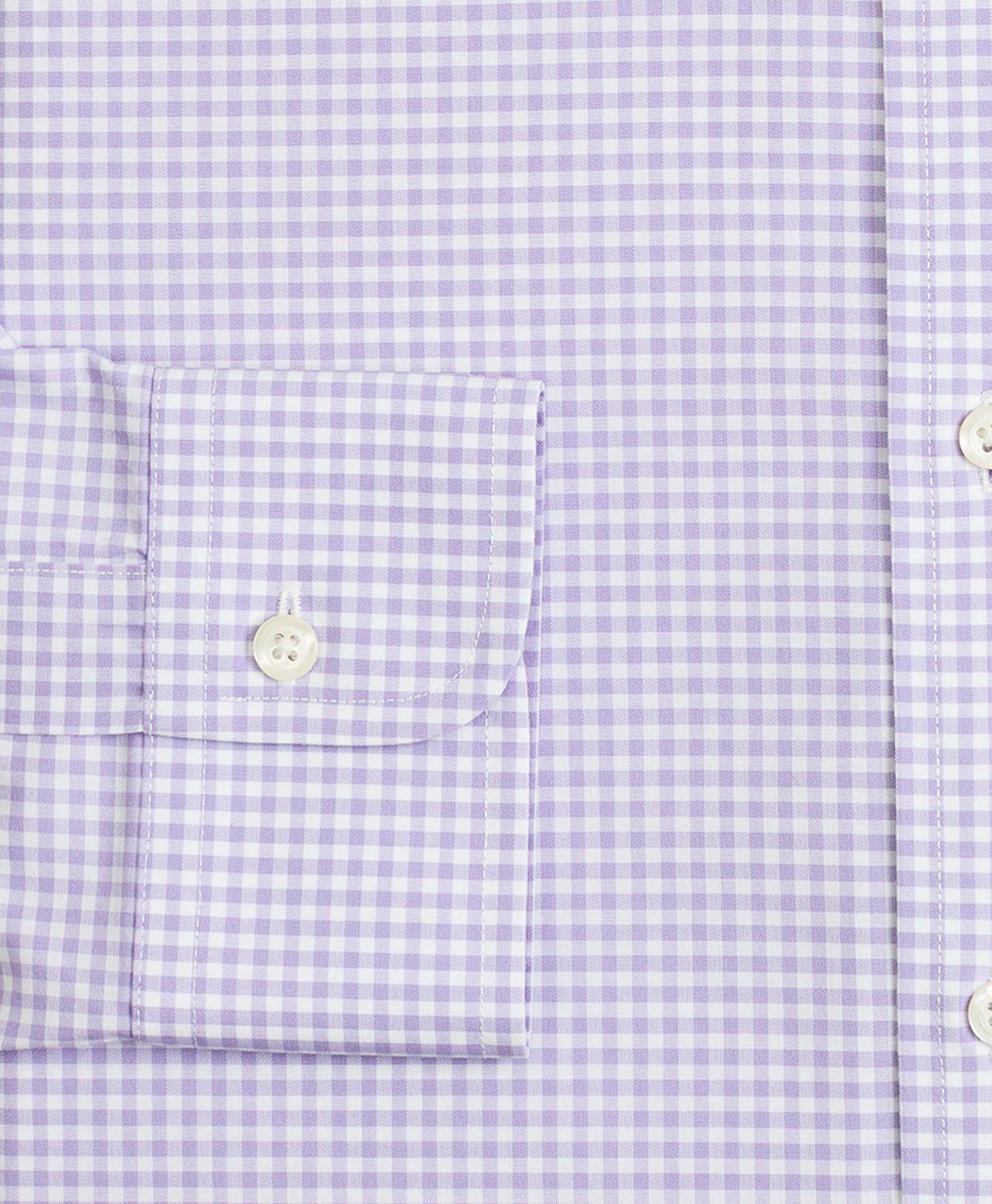 Brooks Brothers Men's Stretch Soho Extra-Slim-Fit Dress Shirt, Non-Iron Poplin Button-Down Collar Gingham | Lavender