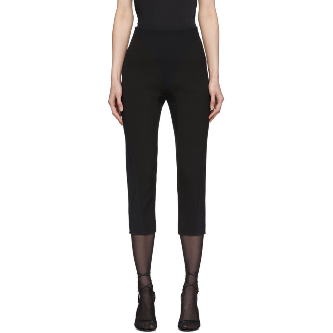 Mugler Black Cropped Scuba Leggings Mugler