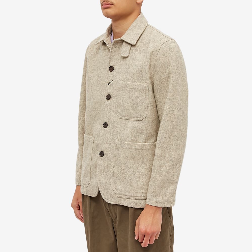 Universal Works Men's Melton Wool Bakers Chore Jacket in Stone