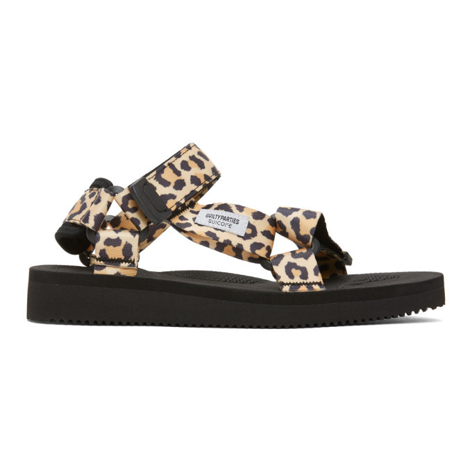 Wacko Maria Beige and Black Suicoke Edition Leopard Beach Sandals Wacko ...