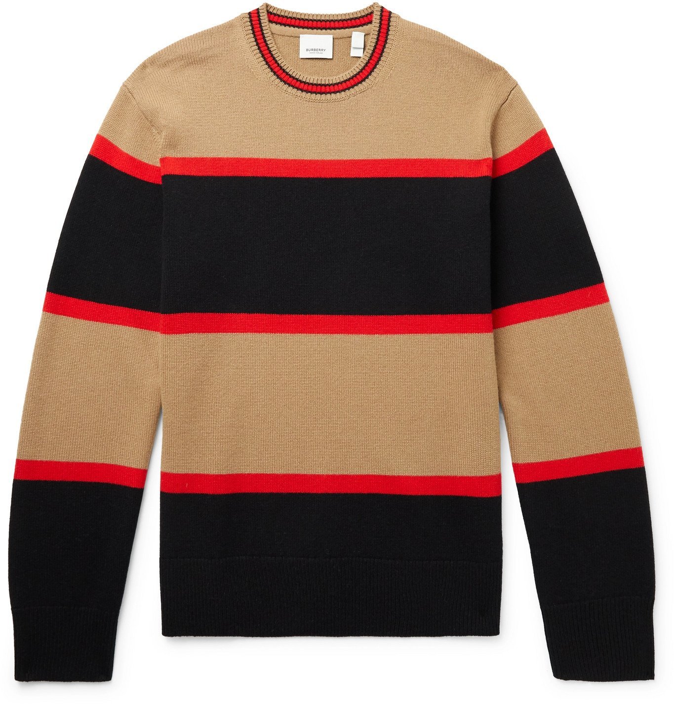 BURBERRY - Striped Wool and Cashmere-Blend Sweater - Neutrals Burberry
