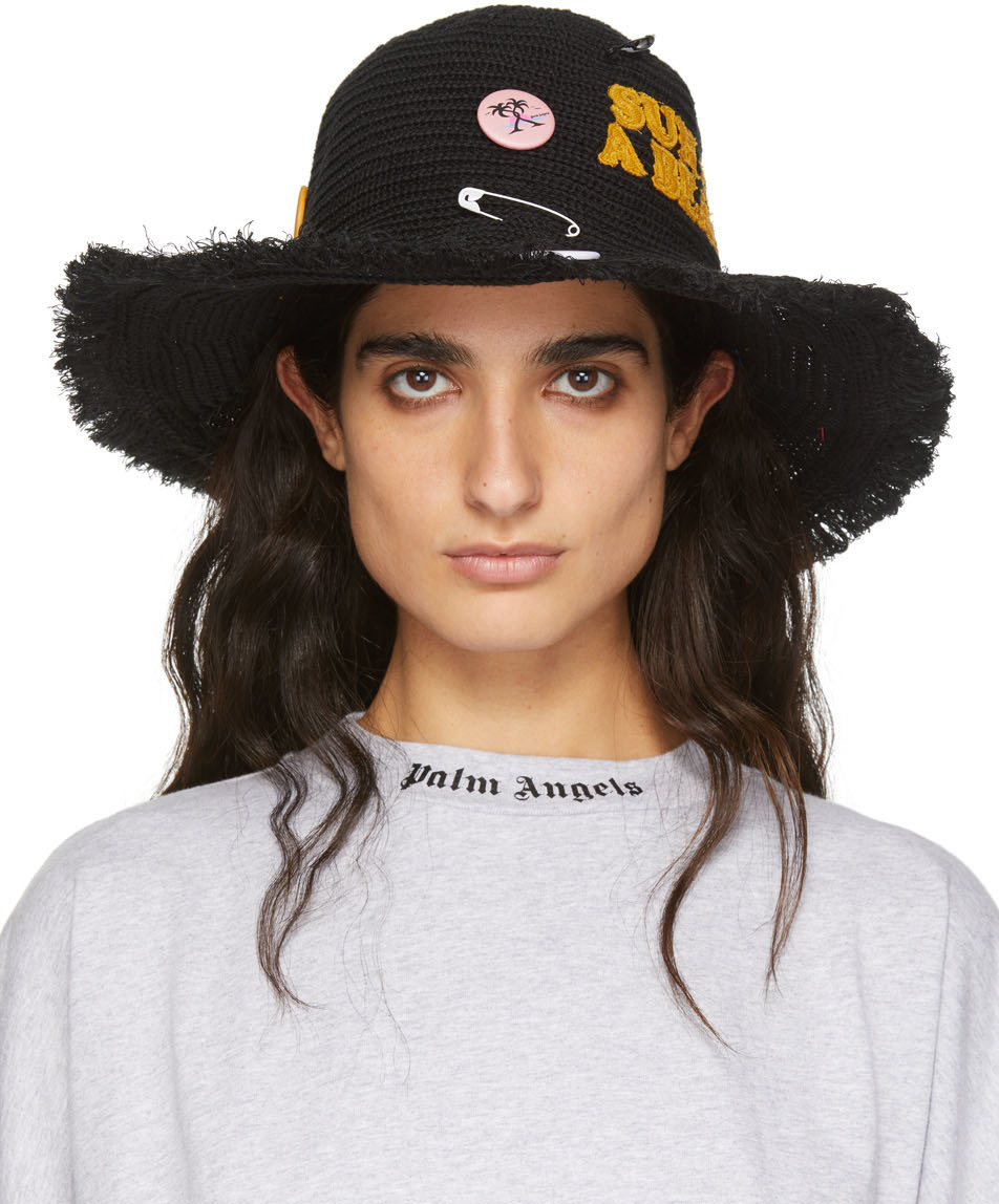Palm Angels Black Raffia 'Sun Of A 
