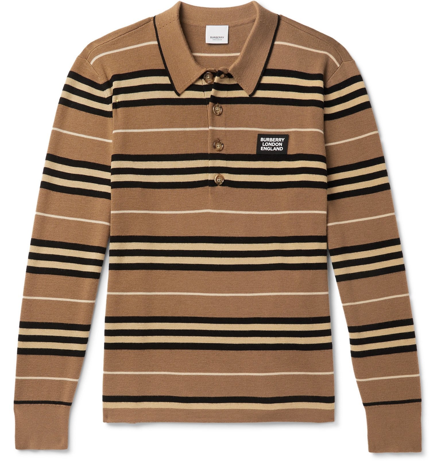pellet Inactief Dicteren Burberry - Striped Merino Wool Polo Shirt - Brown Burberry