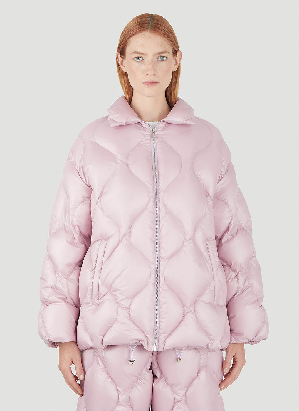 Quilted Down Ski Jacket in Pink Miu Miu