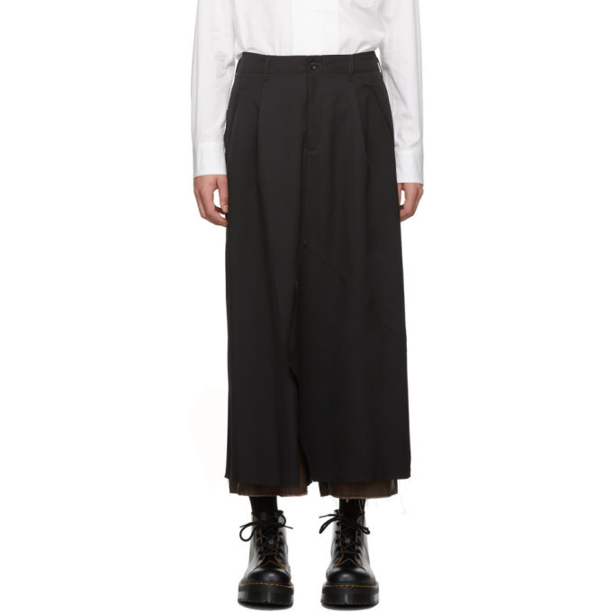 Sulvam Black Layered Skirt Trousers Sulvam