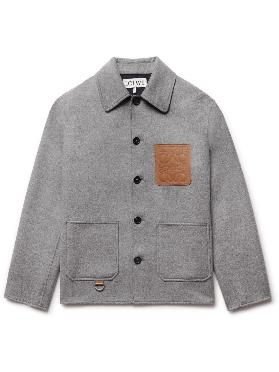 Loewe - Leather-Trimmed Wool and Cashmere-Blend Jacket - Gray Loewe